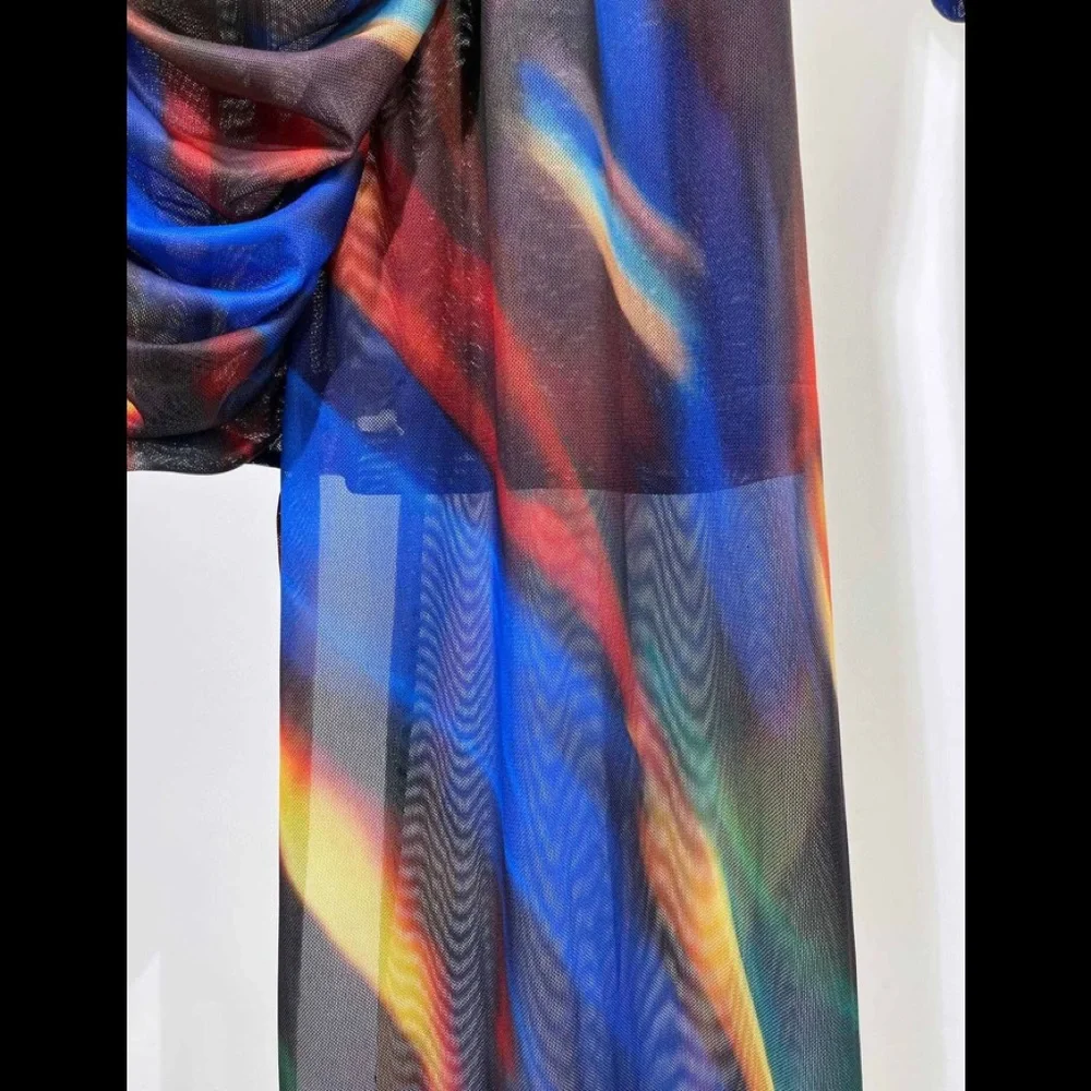 Asymmetric Flame long sleeve Tulle Dress - Picture 5 of 9